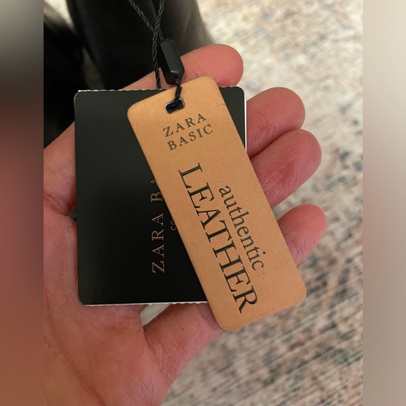 NWT Zara Black Leather Ankle Boots, Size EU 38, NIB - Picture 6 of 9